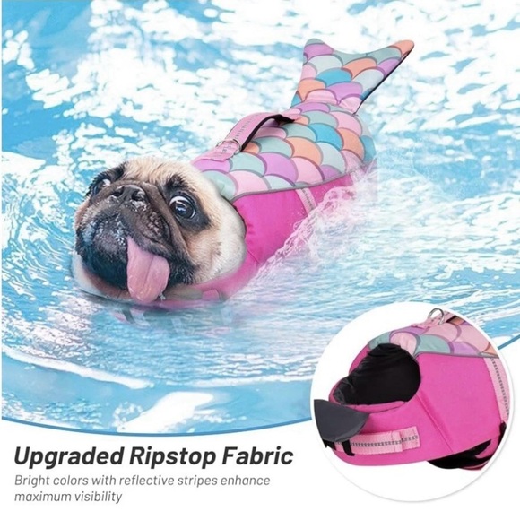 Cyeollo Dog Life Jacket Printed Dog Life Mermaid Vest for Swimming Adjustable.. - Picture 4 of 12